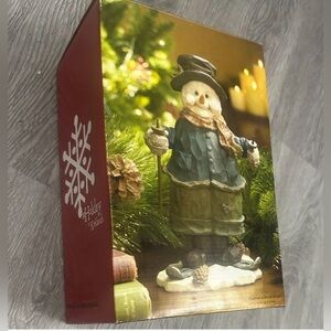 Vintage Animated Skiing Snowman Wind Up Musical Music Box Figurine Christmas NIB